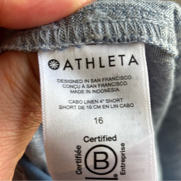 Athleta NWT Cabo Linen 4” Pull On Loungewear Shorts Chambray Blue Womens 16 - Picture 9 of 12